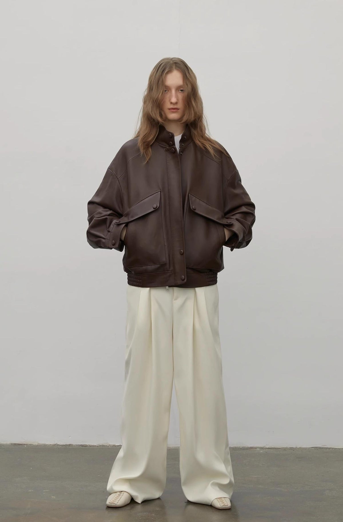 "Loveless Muse" Brown Retro Genuine Leather Jacket Women's Motorcycle Sheep Leather Jacket Short-4