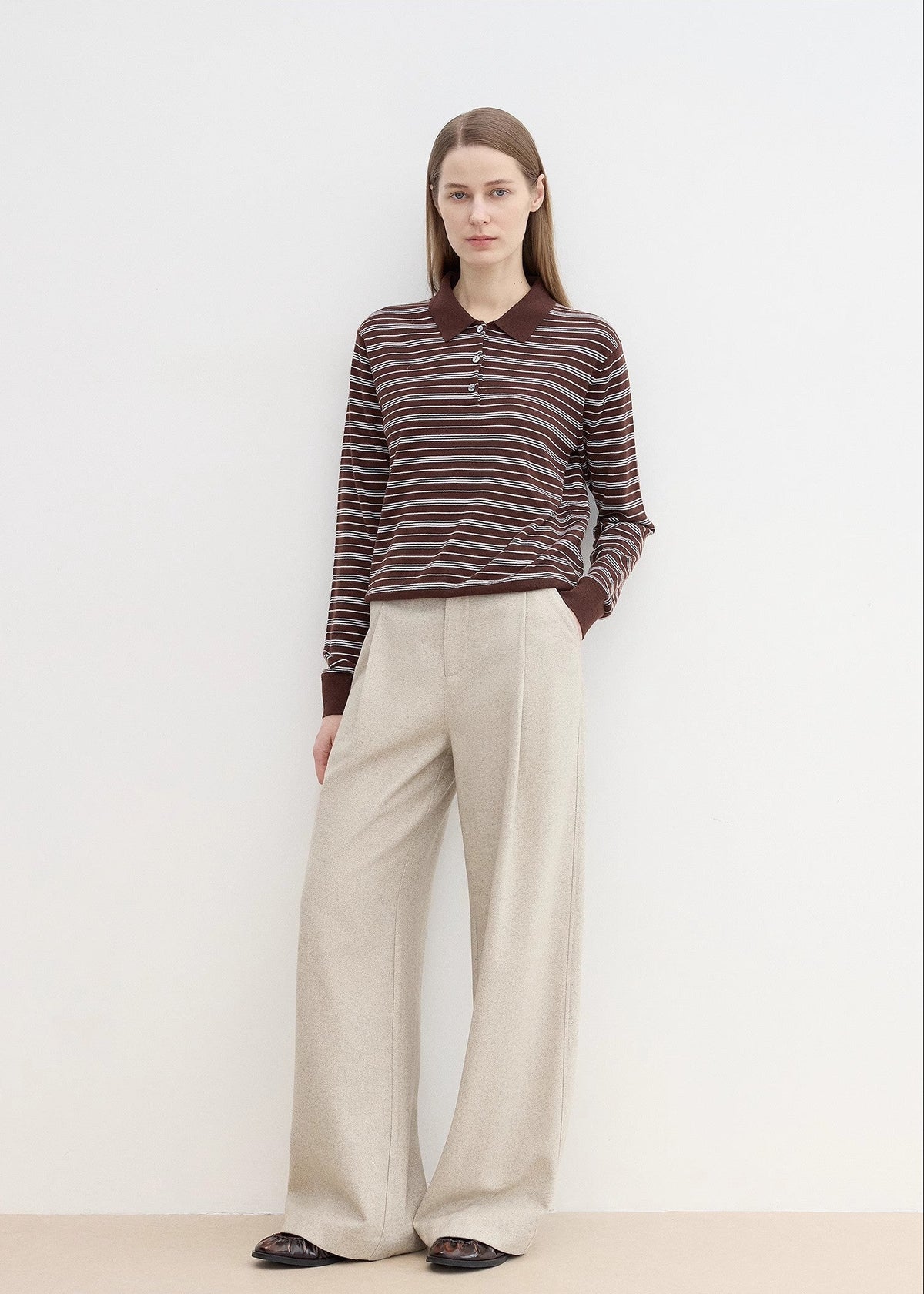 "Leisure Moments" classic low-waisted loose casual straight pants exquisite fashion sense casual pants for women-0
