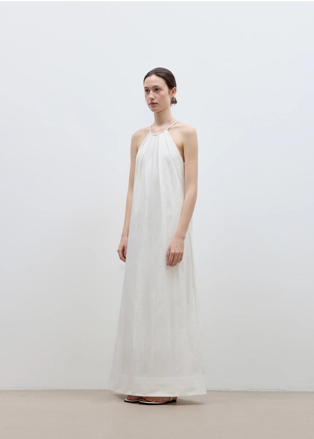 "Minimalist Rule" halter neck hollow design dress women's summer long dress-4