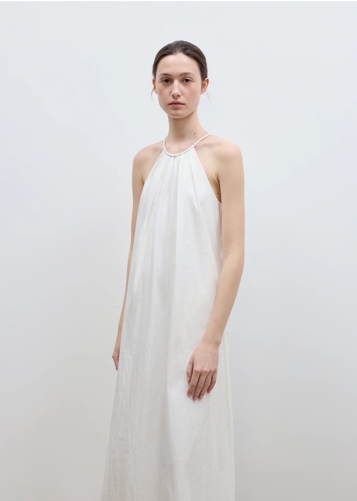 "Minimalist Rule" halter neck hollow design dress women's summer long dress-0