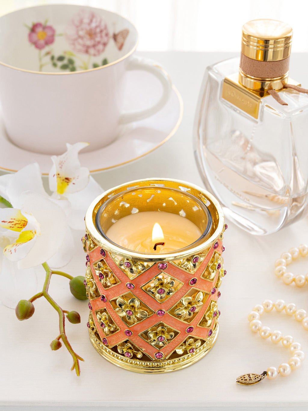 Pink Decorated Candle Holder-4