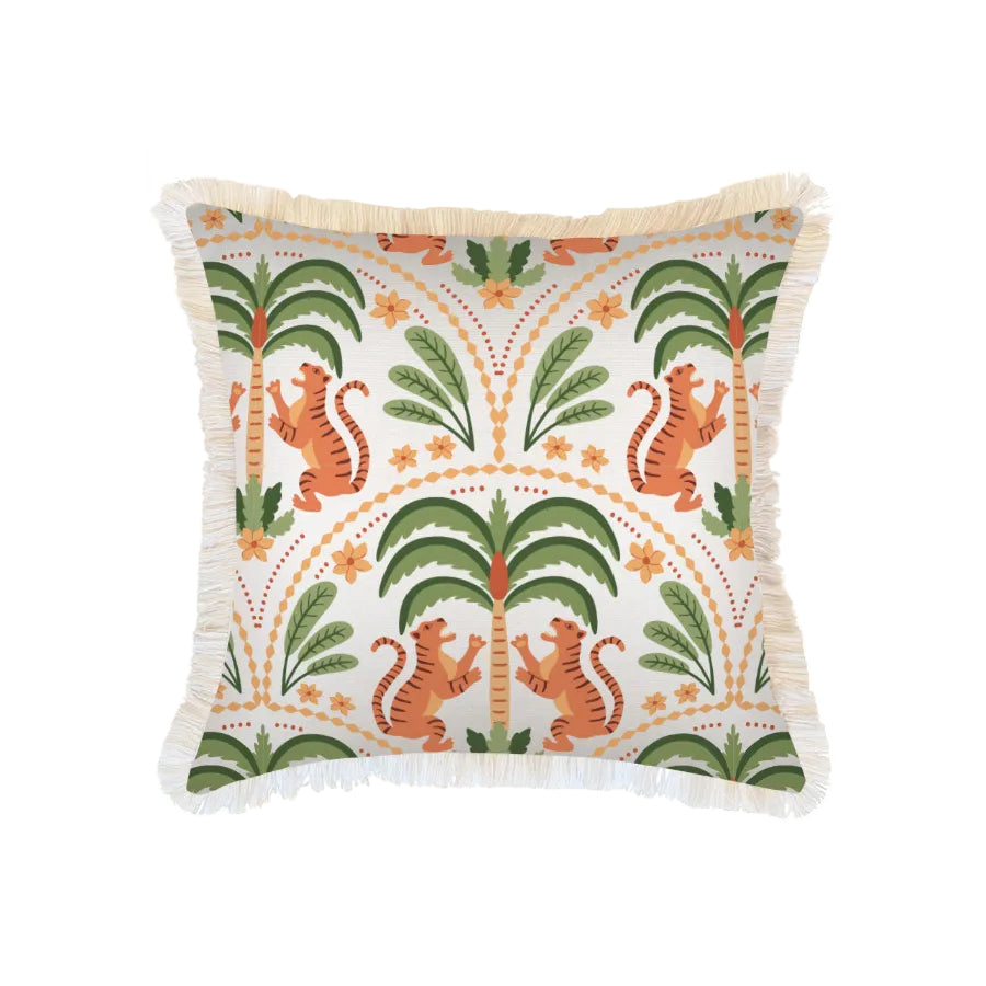 Cushion Cover-Coastal Fringe-Tiger Tree White-60cm x 60cm-0