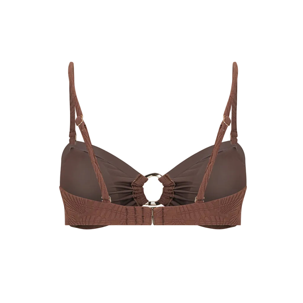 Bandeau Bikini Top-Embossed Chocolate Shells-2