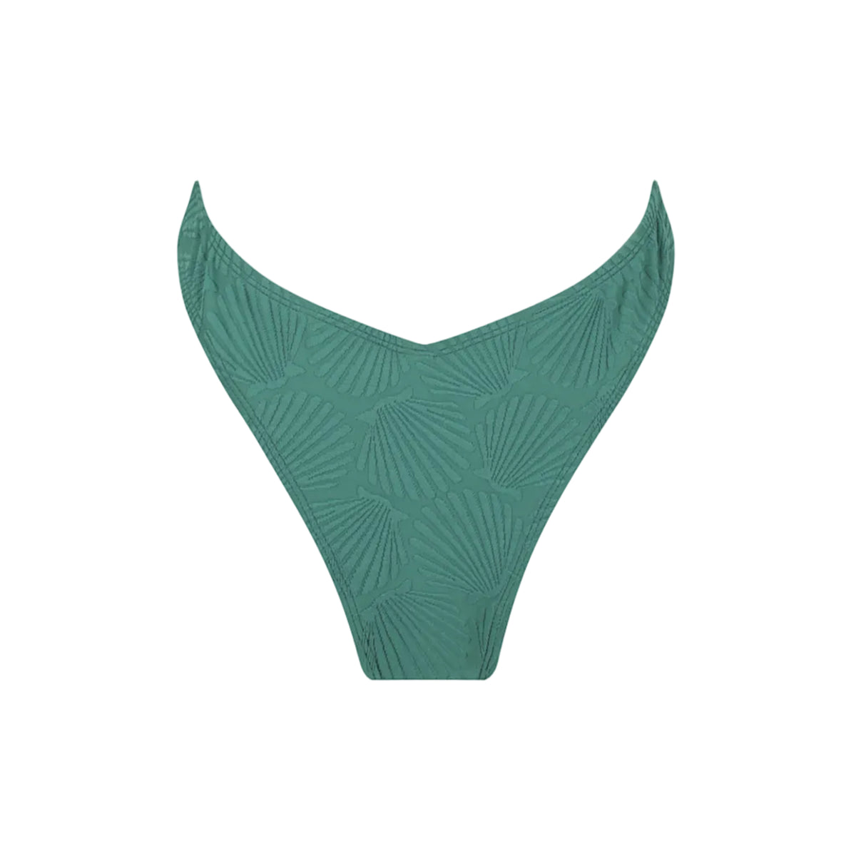 Bandeau Bikini Bottom-Embossed Green Shells-2