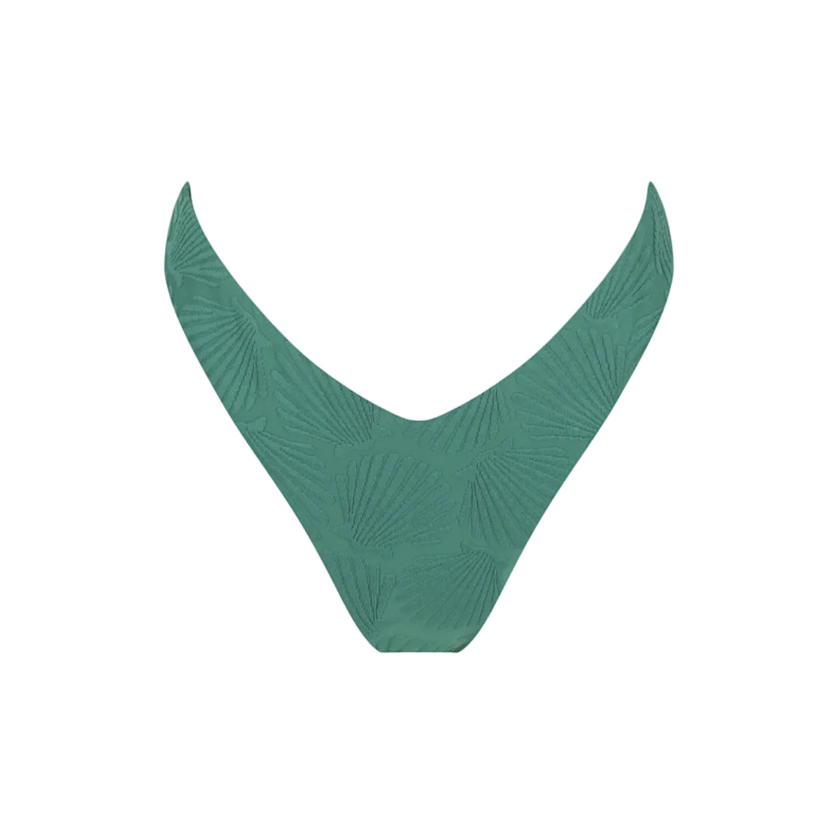 Bandeau Bikini Bottom-Embossed Green Shells-0