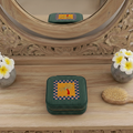 Small Corduroy Jewellery Box-Teal Check Palm-2