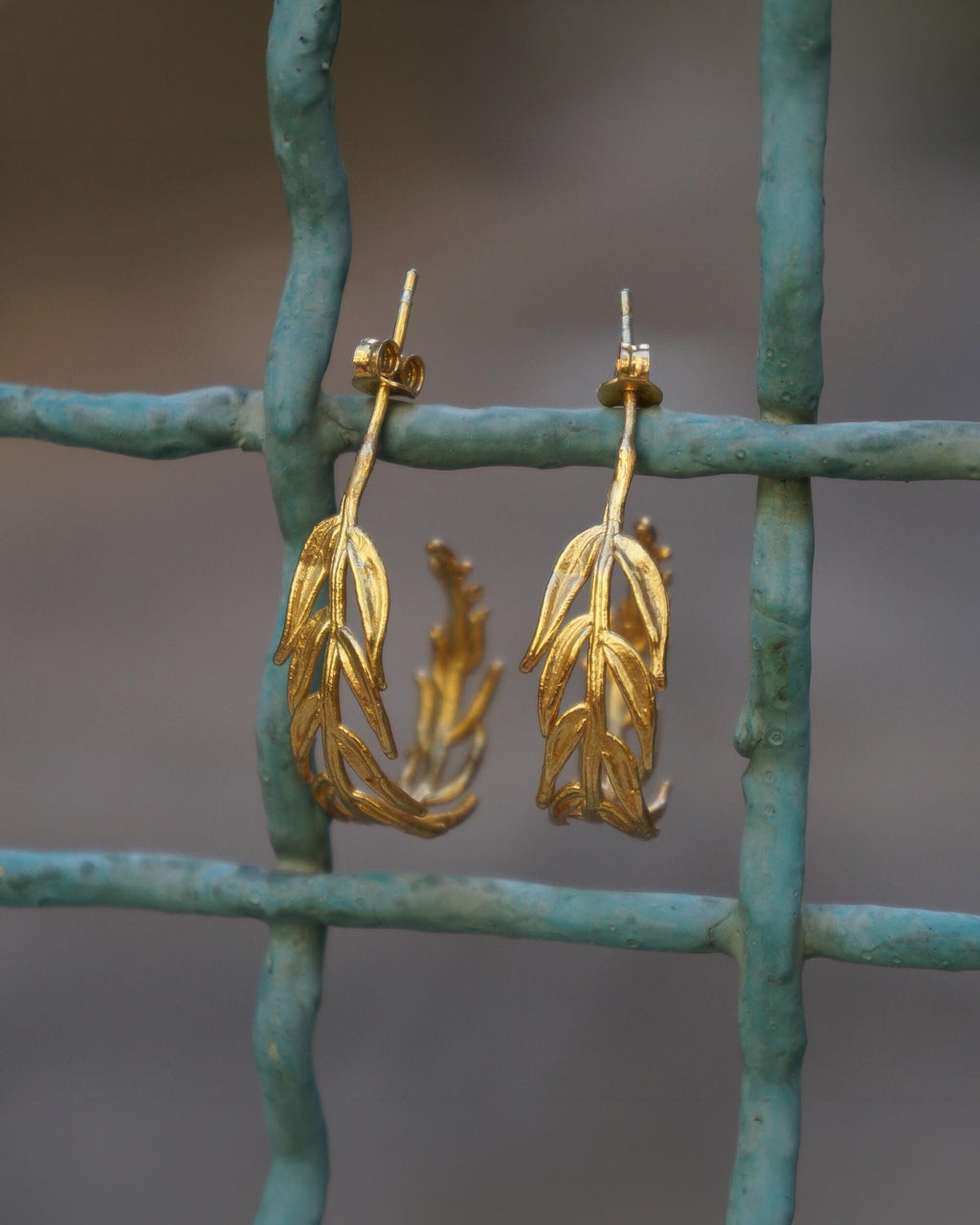 Real Fern Leaf Earrings, Handmade Nature Jewelry, Organic Forest Hoops