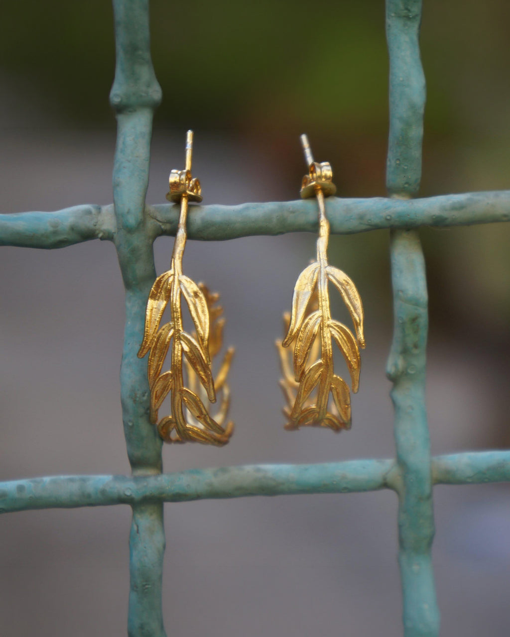 Real Fern Leaf Earrings, Handmade Nature Jewelry, Organic Forest Hoops