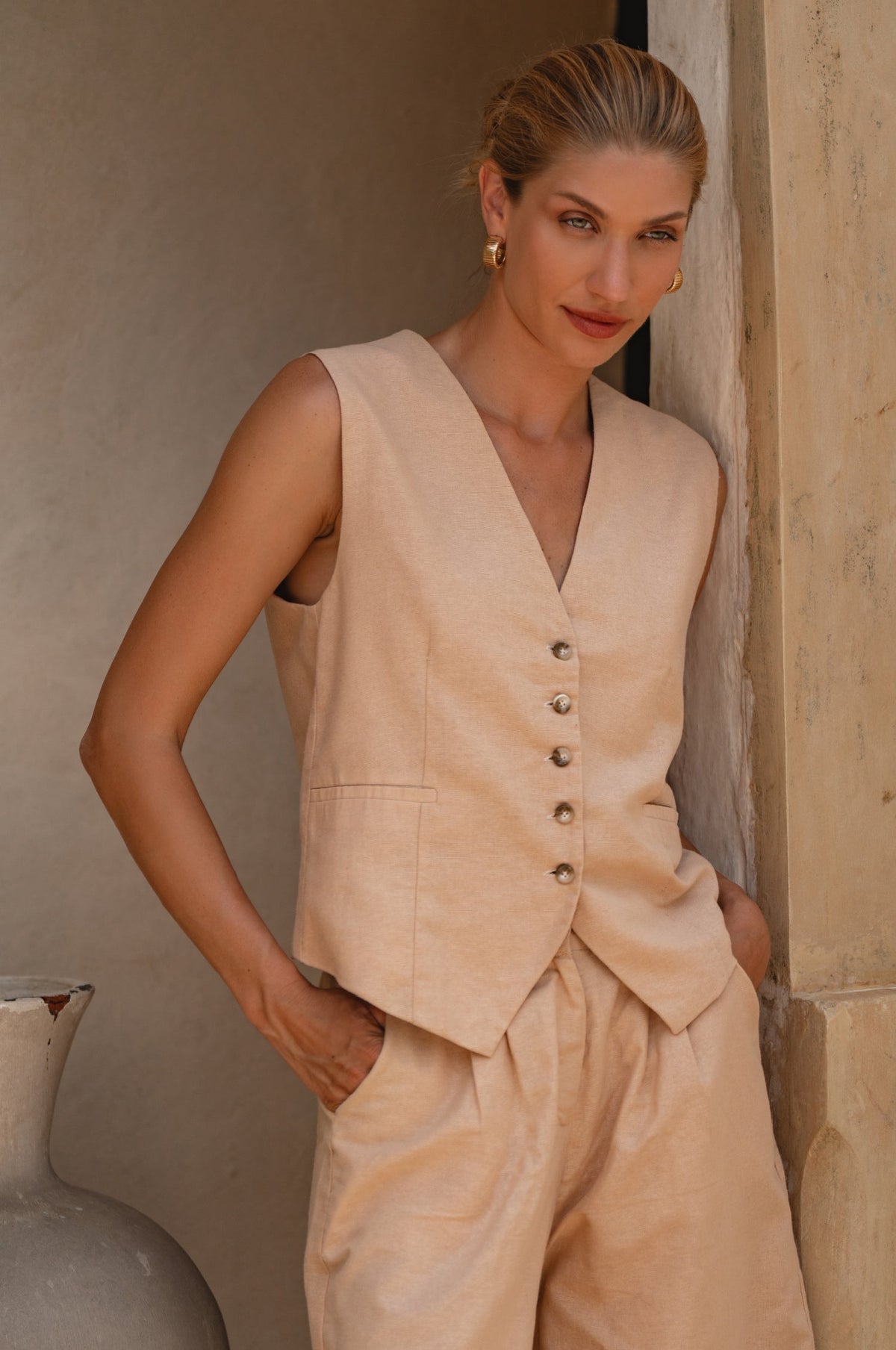 Paige Linen Vest-0