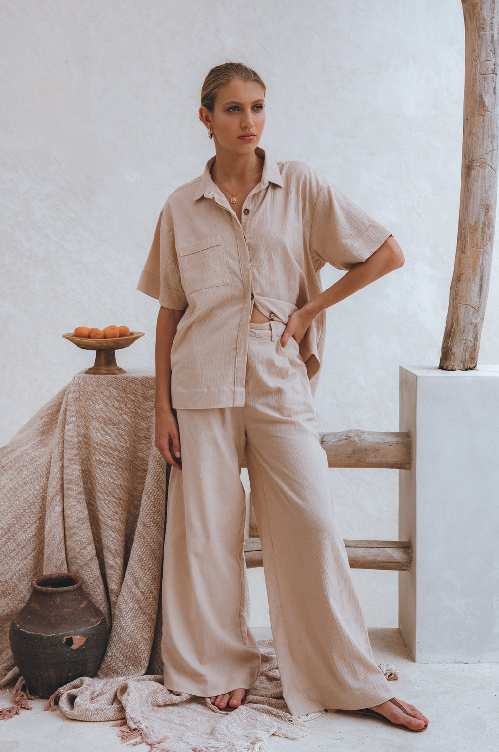 Raya Wide Leg Linen Pants-2