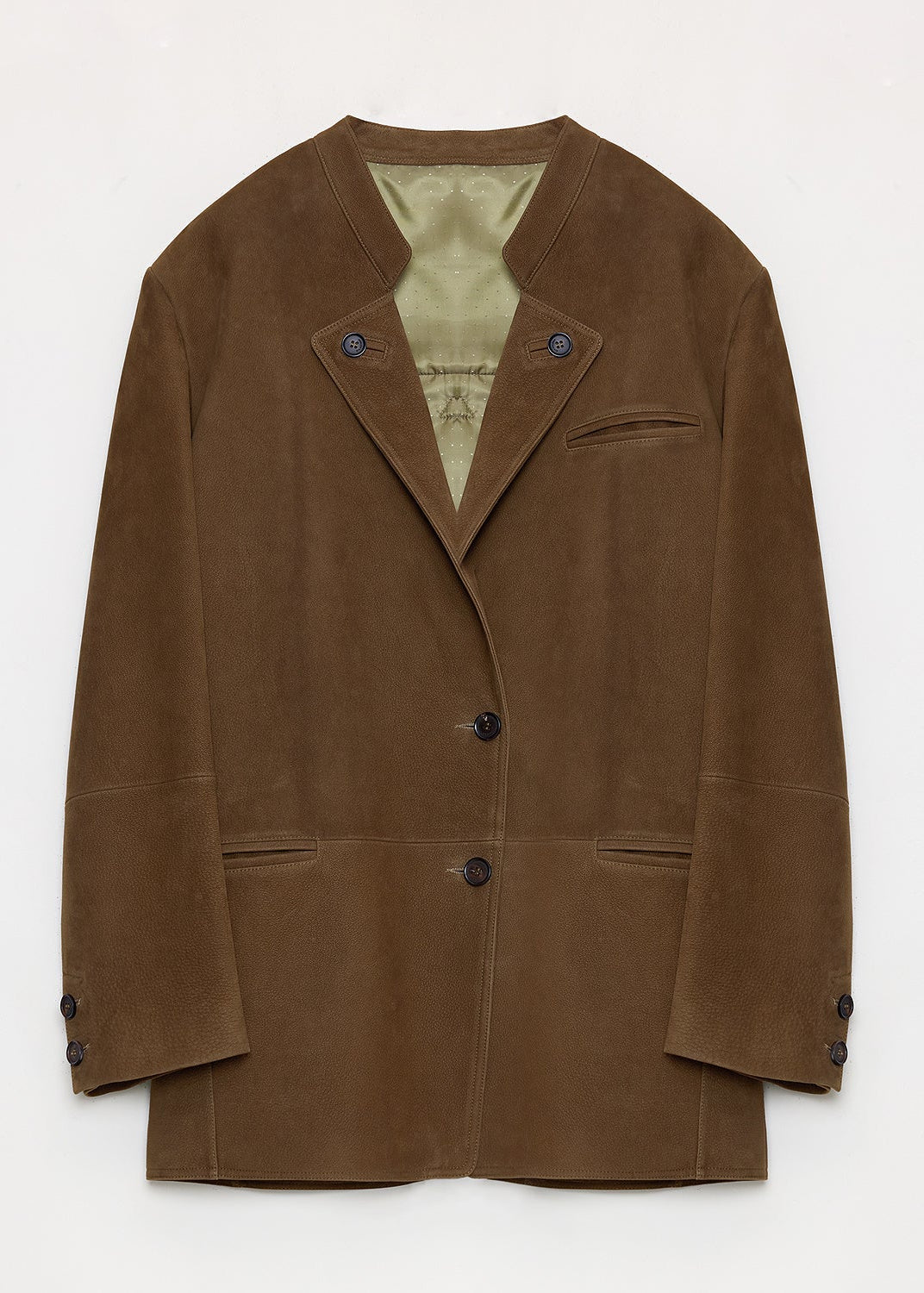 "Bavaria" vintage suede/waxy goatskin leather mid-length suit jacket-6