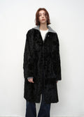 "Roman Theater" sheepskin fur one-piece long round neck straight fur coat for women winter-5