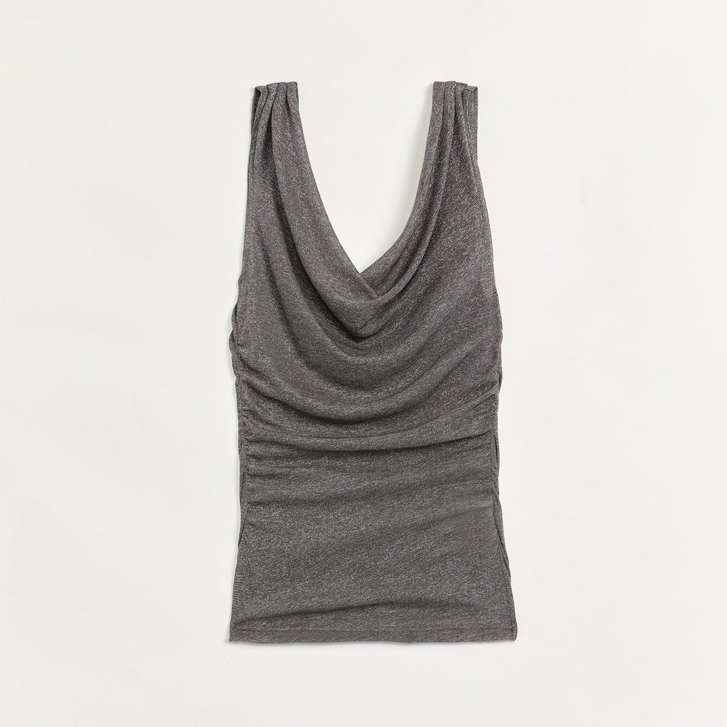 "Energetic Encounter" Modern Temperament Draped Neck Fitted Vest-5