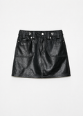 "Houston Street" New Zealand imported sheep leather vintage A-line short skirt