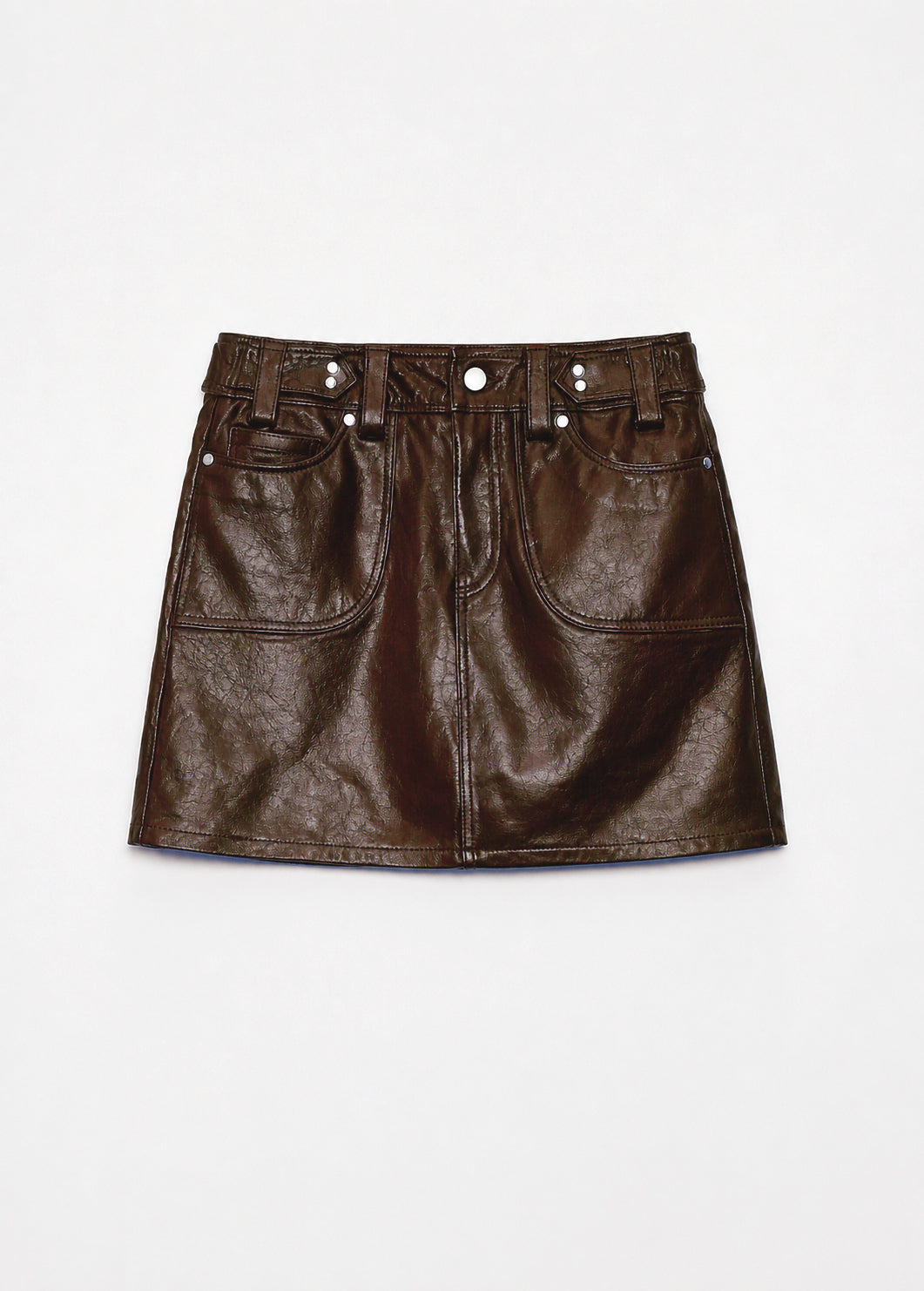 "Houston Street" New Zealand imported sheep leather vintage A-line short skirt