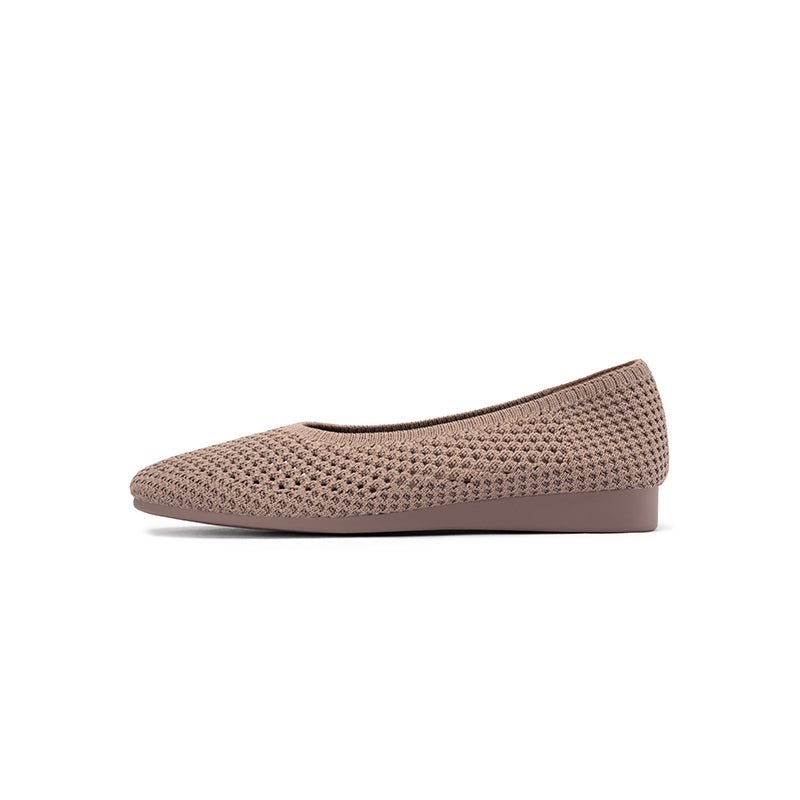 Heart Mesh Knit Square Toe Wedge Flats – Washable Breathable Work Shoes-7