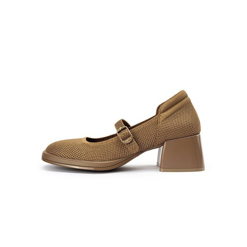 Lafayette Square Toe Mary Jane Pumps – Rhinestone Buckle Block Heel Shoes-7