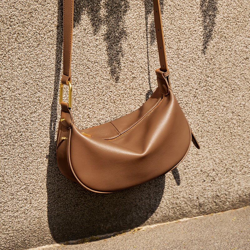 Luna Crescent Leather Shoulder Crossbody Bag-2
