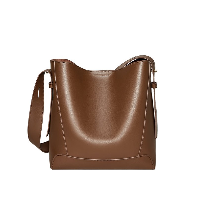 Luxe Genuine Leather Bucket Tote Shoulder Bag-7