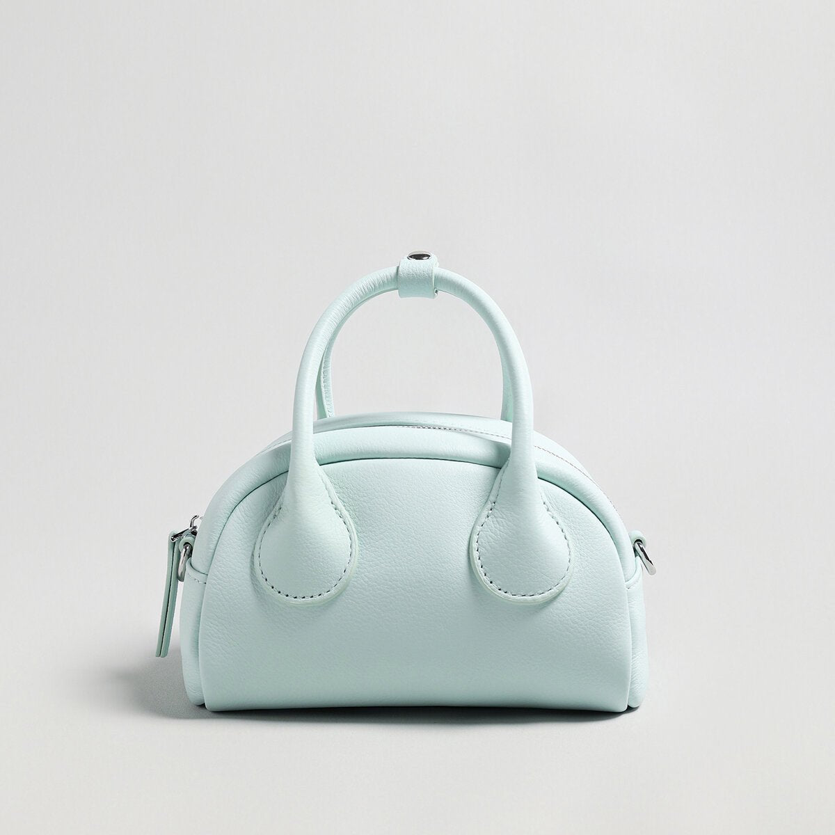 Mini Leather Bowling Top-Handle Bag – Structured Dome Crossbody Handbag-1