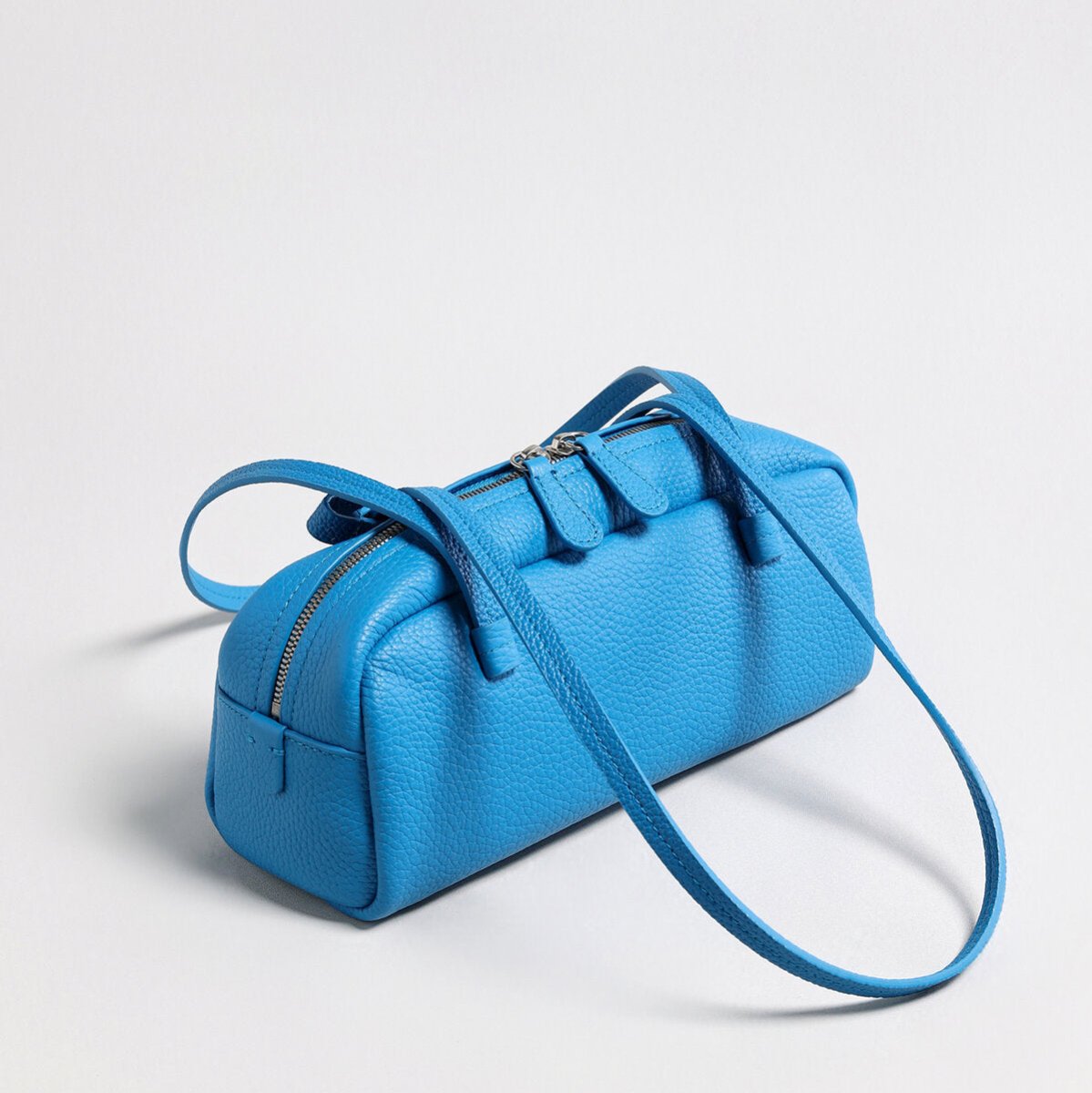 Structured Pebbled Leather Pillow Bag – Dual Handle Shoulder Tote-2