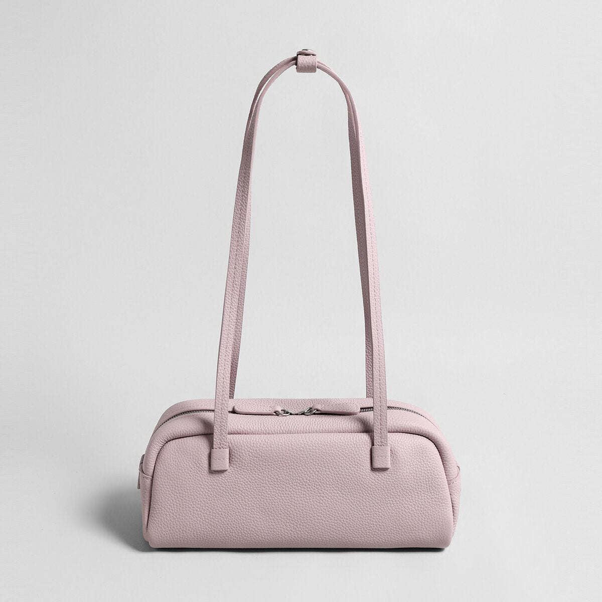 Structured Pebbled Leather Pillow Bag – Dual Handle Shoulder Tote-4