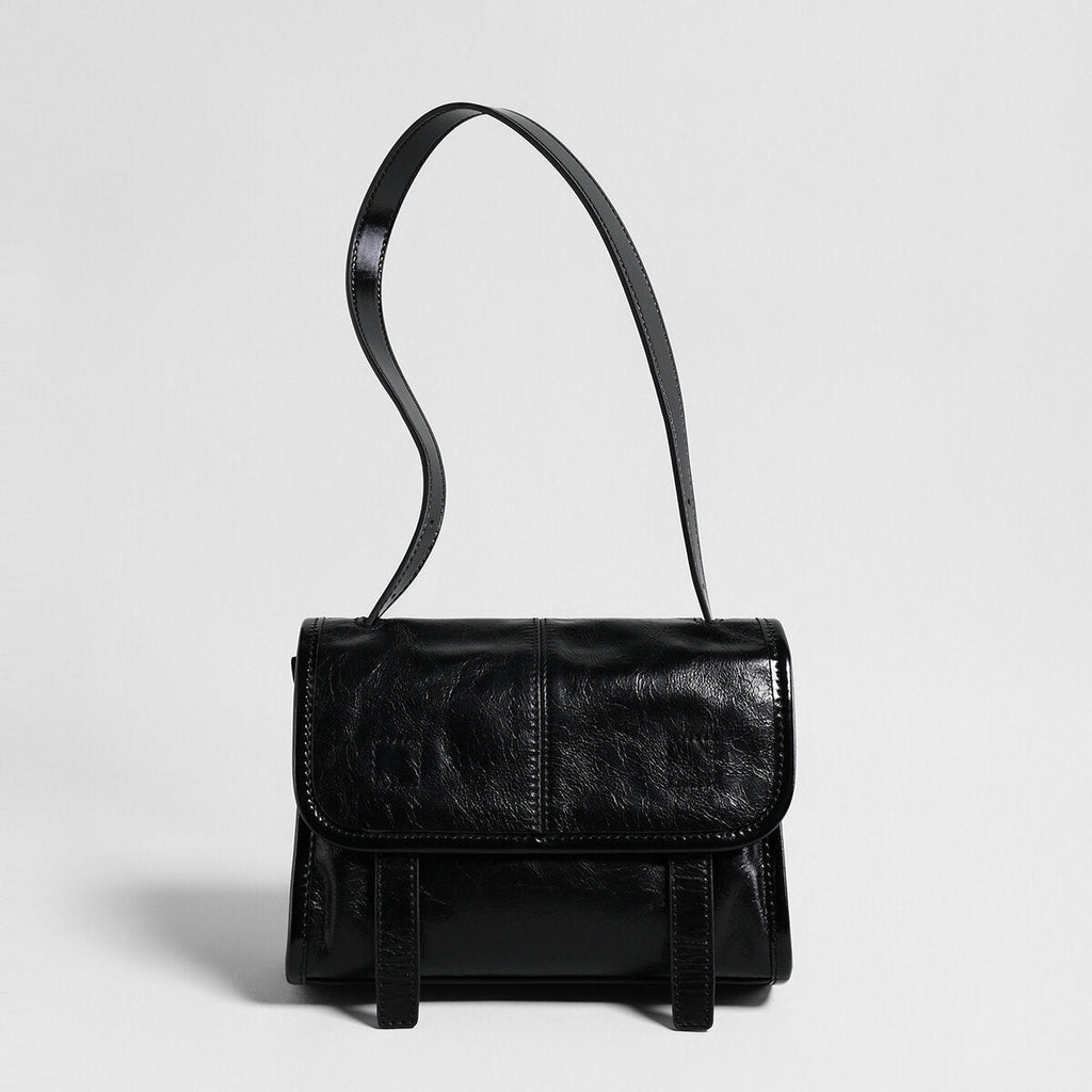 Vintage Glazed Calfskin Messenger Bag – Soft Leather Crossbody with Multi-Pocket Organization-0