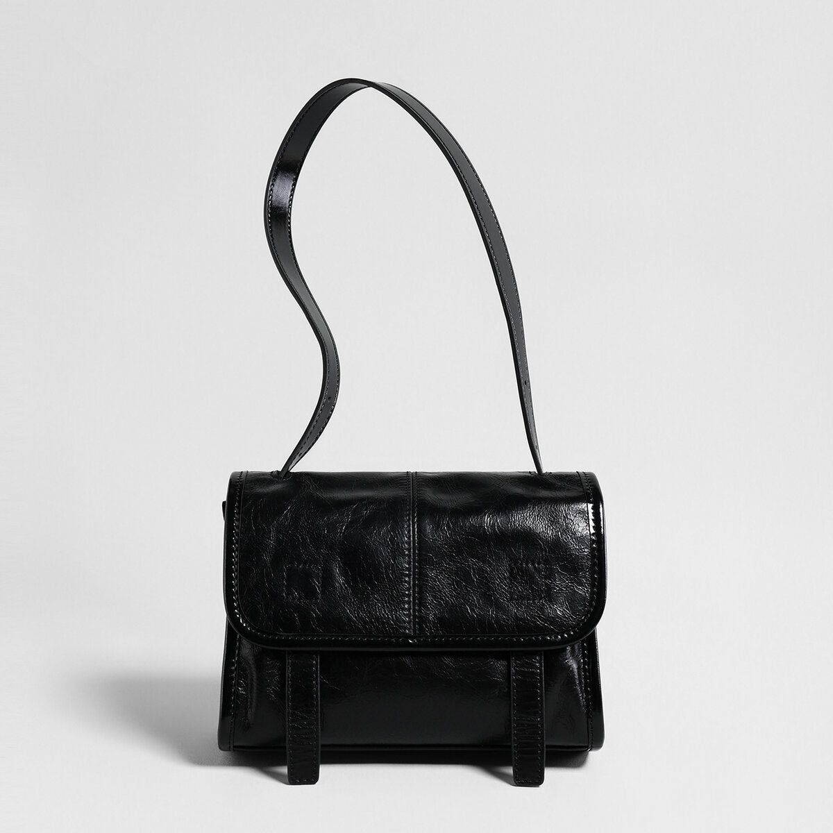 Vintage Glazed Calfskin Messenger Bag – Soft Leather Crossbody with Multi-Pocket Organization-0