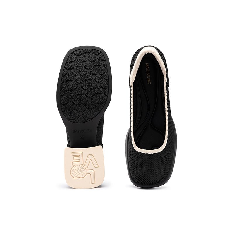 Vintage Square Toe Mary Jane Pumps – Contrast Trim Block Heel Shoes-3
