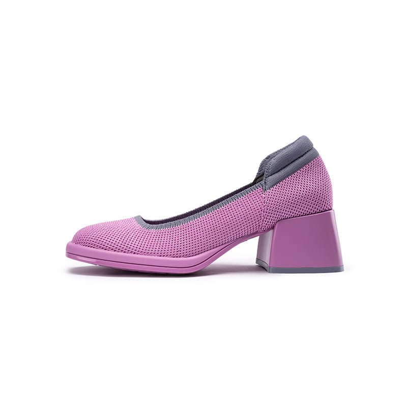 Vintage Square Toe Mary Jane Pumps – Contrast Trim Block Heel Shoes-5