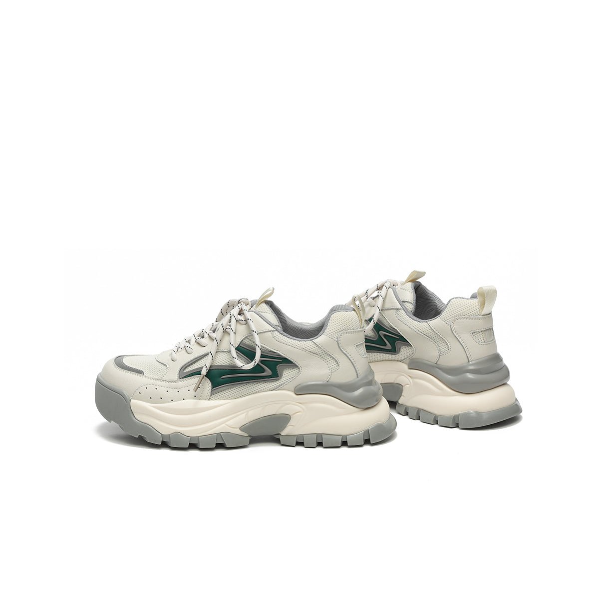 Women's Chunky Platform Sneakers with Green Wave Accent-4