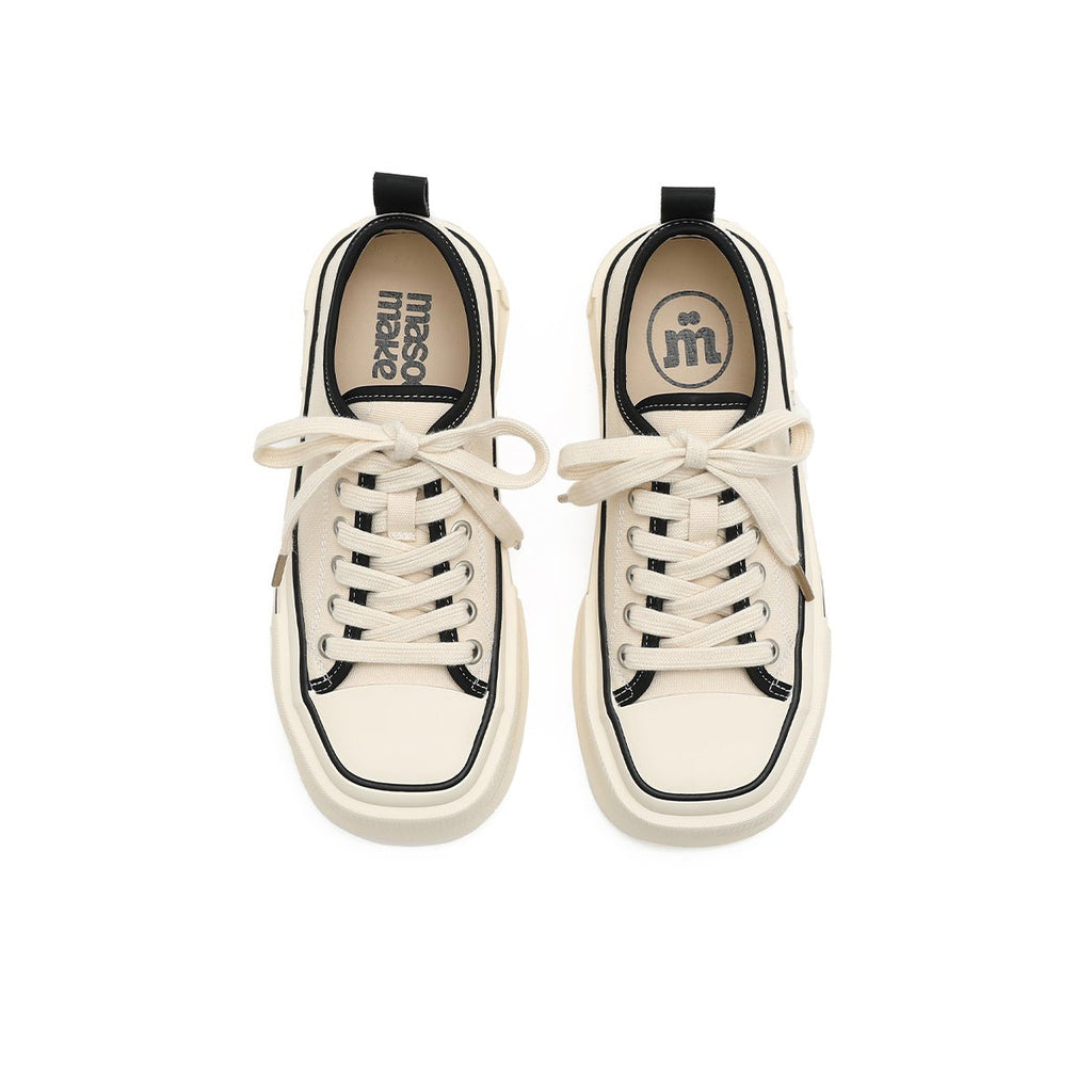 Women's Platform Canvas Low-Top Sneakers – Beige-2